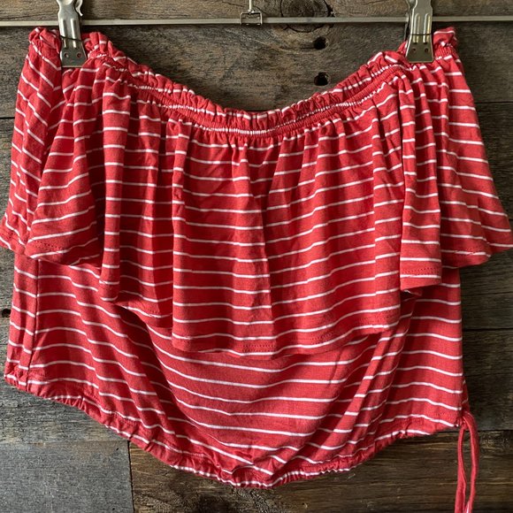 Abercrombie & Fitch Red and White Stripe Tube Top Size S - Picture 2 of 6